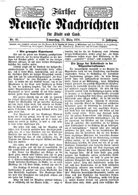 Fürther neueste Nachrichten für Stadt und Land (Fürther Abendzeitung) Donnerstag 17. März 1870