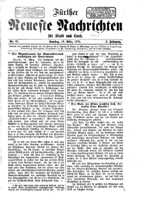 Fürther neueste Nachrichten für Stadt und Land (Fürther Abendzeitung) Samstag 19. März 1870