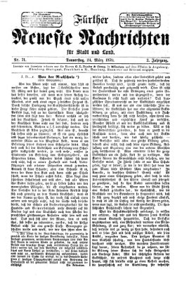 Fürther neueste Nachrichten für Stadt und Land (Fürther Abendzeitung) Donnerstag 24. März 1870