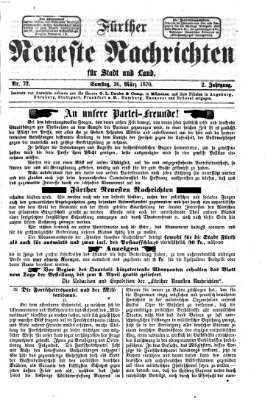 Fürther neueste Nachrichten für Stadt und Land (Fürther Abendzeitung) Samstag 26. März 1870