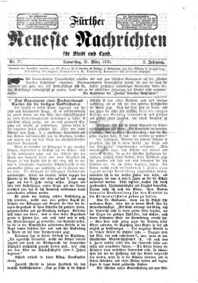 Fürther neueste Nachrichten für Stadt und Land (Fürther Abendzeitung) Donnerstag 31. März 1870