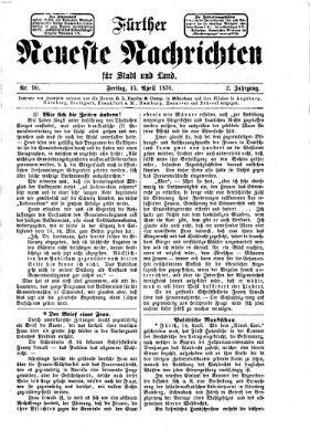 Fürther neueste Nachrichten für Stadt und Land (Fürther Abendzeitung) Freitag 15. April 1870