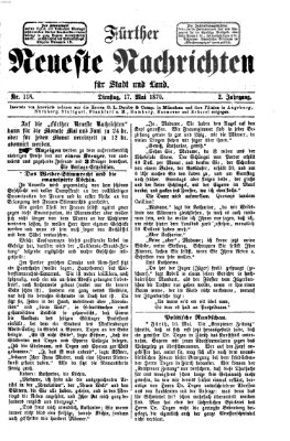 Fürther neueste Nachrichten für Stadt und Land (Fürther Abendzeitung) Dienstag 17. Mai 1870