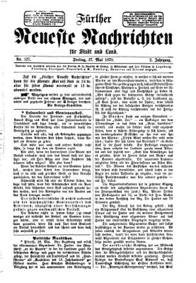 Fürther neueste Nachrichten für Stadt und Land (Fürther Abendzeitung) Freitag 27. Mai 1870