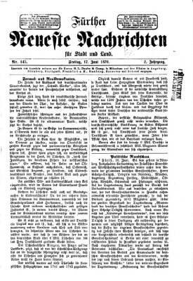 Fürther neueste Nachrichten für Stadt und Land (Fürther Abendzeitung) Freitag 17. Juni 1870