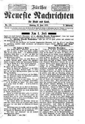 Fürther neueste Nachrichten für Stadt und Land (Fürther Abendzeitung) Sonntag 26. Juni 1870