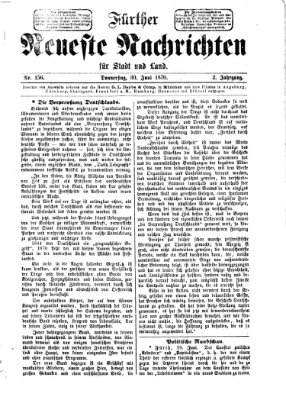 Fürther neueste Nachrichten für Stadt und Land (Fürther Abendzeitung) Donnerstag 30. Juni 1870