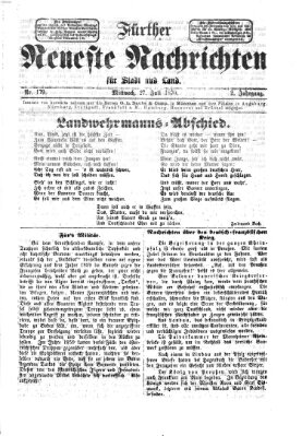 Fürther neueste Nachrichten für Stadt und Land (Fürther Abendzeitung) Mittwoch 27. Juli 1870