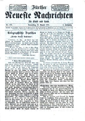 Fürther neueste Nachrichten für Stadt und Land (Fürther Abendzeitung) Donnerstag 18. August 1870