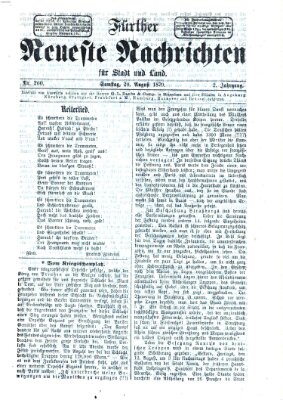 Fürther neueste Nachrichten für Stadt und Land (Fürther Abendzeitung) Samstag 20. August 1870