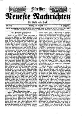 Fürther neueste Nachrichten für Stadt und Land (Fürther Abendzeitung) Samstag 27. August 1870