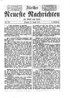 Fürther neueste Nachrichten für Stadt und Land (Fürther Abendzeitung) Sonntag 28. August 1870