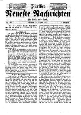 Fürther neueste Nachrichten für Stadt und Land (Fürther Abendzeitung) Mittwoch 31. August 1870