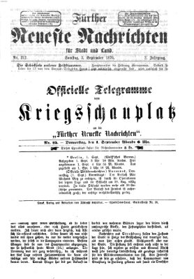 Fürther neueste Nachrichten für Stadt und Land (Fürther Abendzeitung) Samstag 3. September 1870