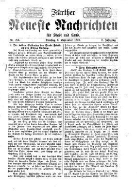 Fürther neueste Nachrichten für Stadt und Land (Fürther Abendzeitung) Dienstag 6. September 1870