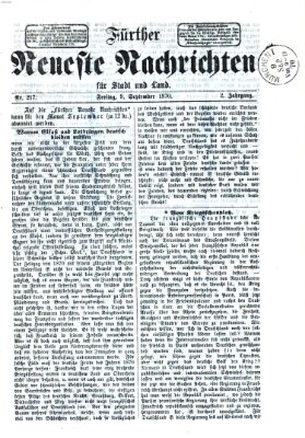 Fürther neueste Nachrichten für Stadt und Land (Fürther Abendzeitung) Freitag 9. September 1870