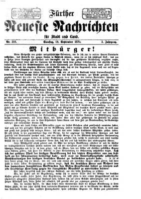 Fürther neueste Nachrichten für Stadt und Land (Fürther Abendzeitung) Samstag 10. September 1870