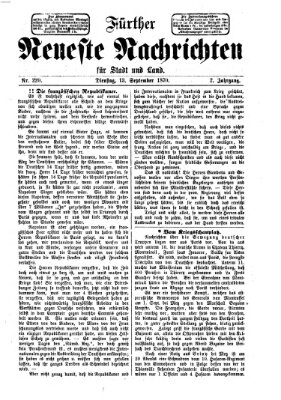 Fürther neueste Nachrichten für Stadt und Land (Fürther Abendzeitung) Dienstag 13. September 1870