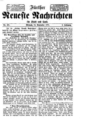 Fürther neueste Nachrichten für Stadt und Land (Fürther Abendzeitung) Mittwoch 14. September 1870