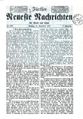 Fürther neueste Nachrichten für Stadt und Land (Fürther Abendzeitung) Samstag 24. September 1870