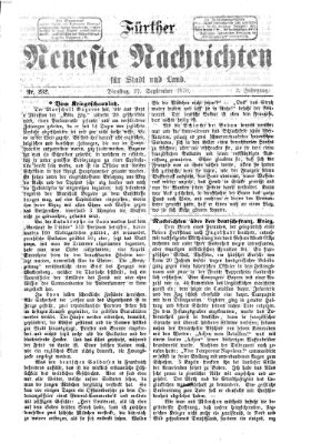 Fürther neueste Nachrichten für Stadt und Land (Fürther Abendzeitung) Dienstag 27. September 1870