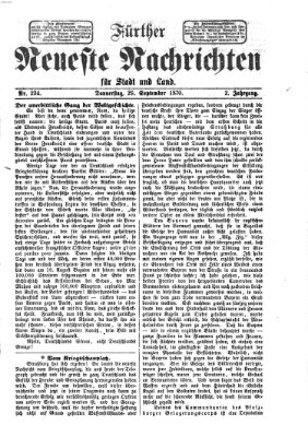 Fürther neueste Nachrichten für Stadt und Land (Fürther Abendzeitung) Donnerstag 29. September 1870