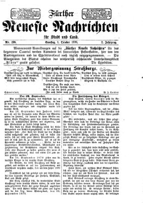 Fürther neueste Nachrichten für Stadt und Land (Fürther Abendzeitung) Samstag 1. Oktober 1870