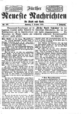 Fürther neueste Nachrichten für Stadt und Land (Fürther Abendzeitung) Sonntag 2. Oktober 1870