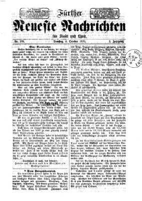 Fürther neueste Nachrichten für Stadt und Land (Fürther Abendzeitung) Dienstag 4. Oktober 1870