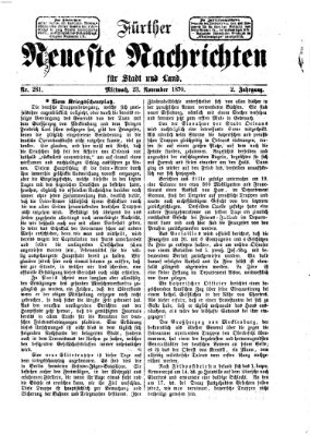 Fürther neueste Nachrichten für Stadt und Land (Fürther Abendzeitung) Mittwoch 23. November 1870