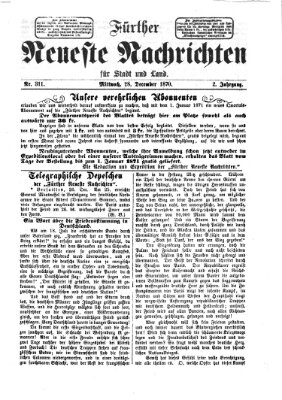 Fürther neueste Nachrichten für Stadt und Land (Fürther Abendzeitung) Mittwoch 28. Dezember 1870