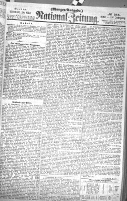 Nationalzeitung Mittwoch 28. Mai 1862