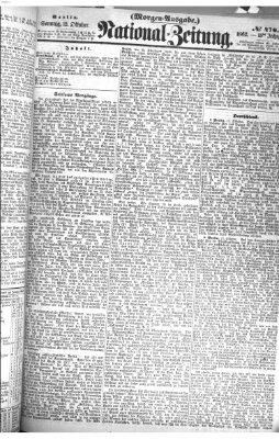 Nationalzeitung Sonntag 12. Oktober 1862