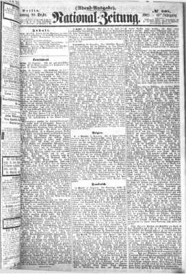 Nationalzeitung Montag 29. Dezember 1862