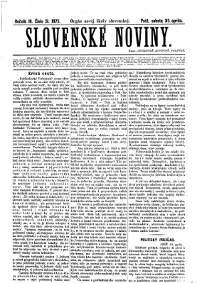 Slovenské noviny Samstag 30. April 1870