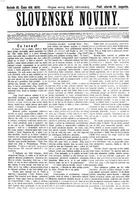 Slovenské noviny Dienstag 16. August 1870