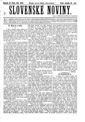 Slovenské noviny Mittwoch 19. Oktober 1870