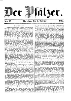 Pfälzer Montag 9. Februar 1857