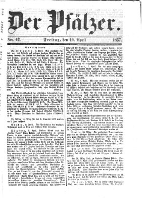 Pfälzer Freitag 10. April 1857