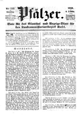 Pfälzer Sonntag 9. Oktober 1859