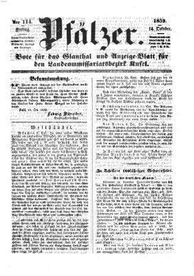 Pfälzer Freitag 14. Oktober 1859