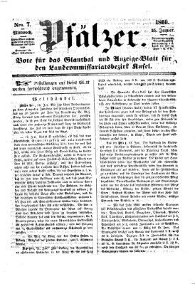 Pfälzer Mittwoch 25. Januar 1860