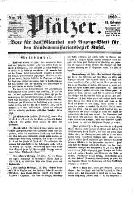 Pfälzer Mittwoch 22. Februar 1860