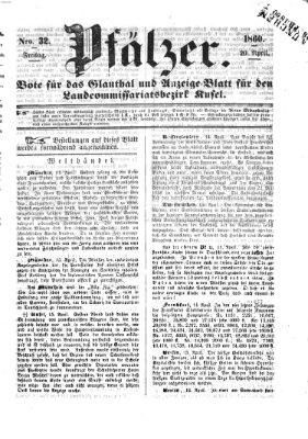 Pfälzer Freitag 20. April 1860