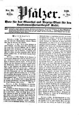 Pfälzer Freitag 11. Mai 1860