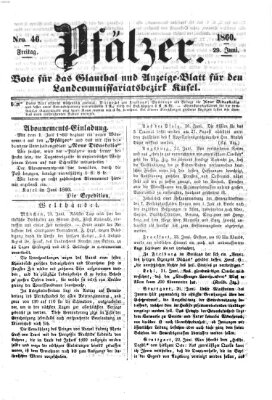 Pfälzer Freitag 29. Juni 1860