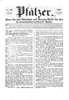 Pfälzer Freitag 12. April 1861