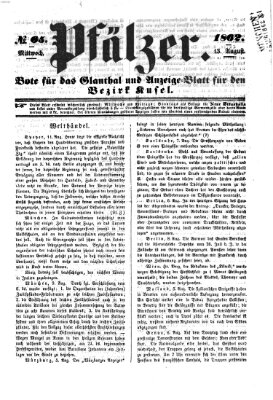 Pfälzer Mittwoch 13. August 1862