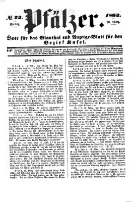 Pfälzer Freitag 20. März 1863