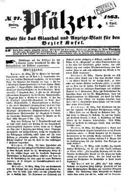 Pfälzer Freitag 3. April 1863